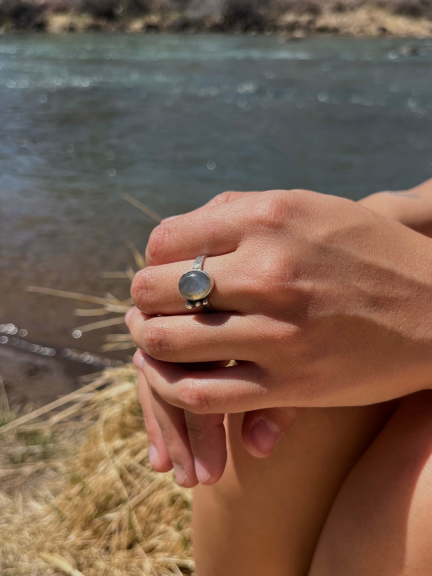 Labradorite Moon Ring