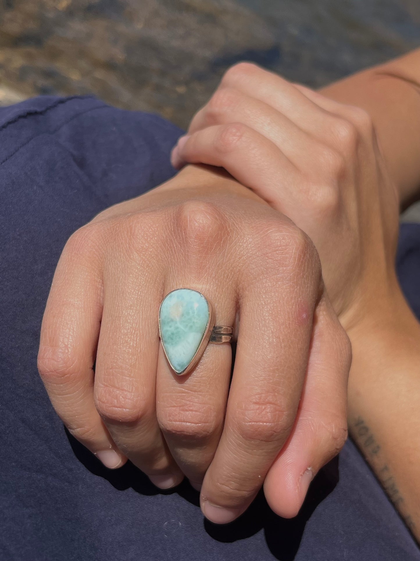 Larimar Teardrop Ring