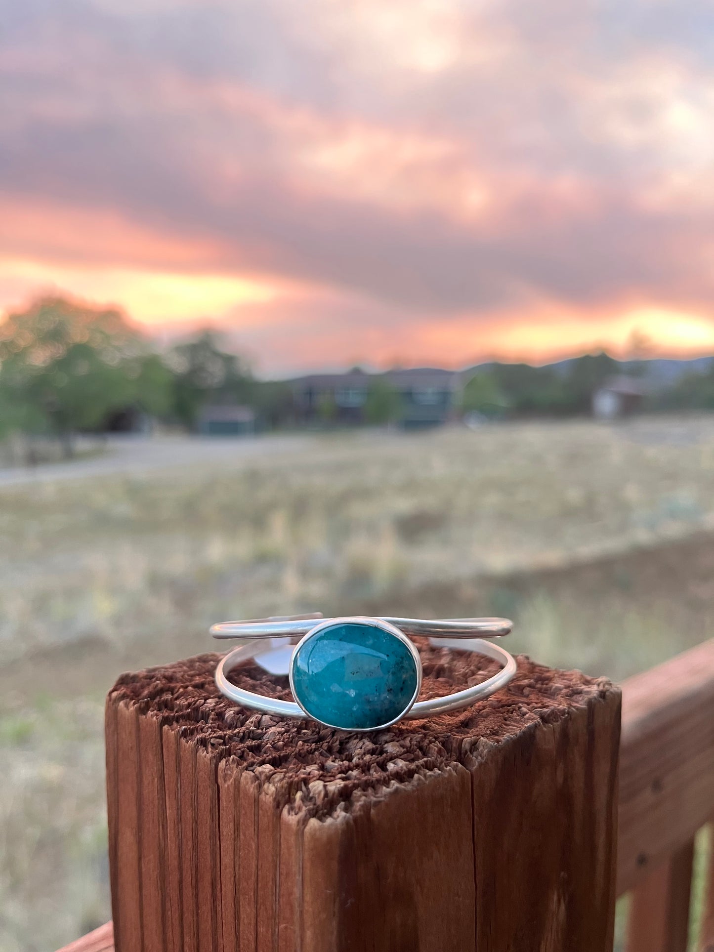 Handmade in Durango Tide Pool Cuff Gem Silica Cuff Sterling Silver Bracelet