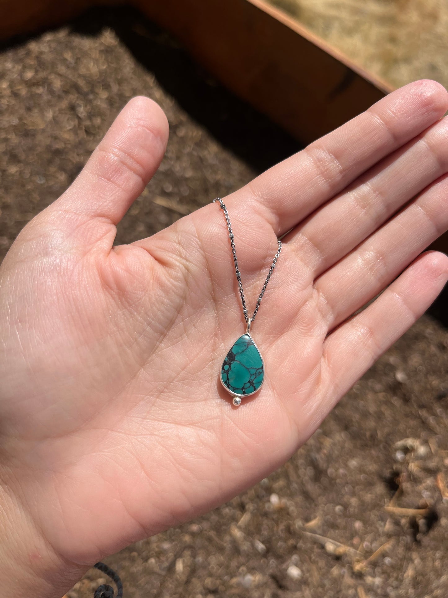 Handmade Sterling Silver Hubei Turquoise Necklace