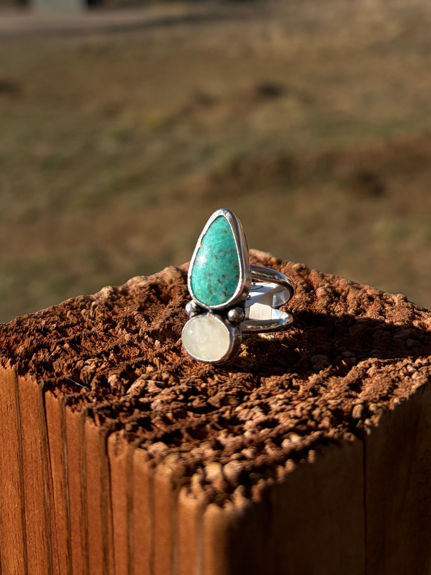Sterling Silver Turquoise & Moonstone Ring