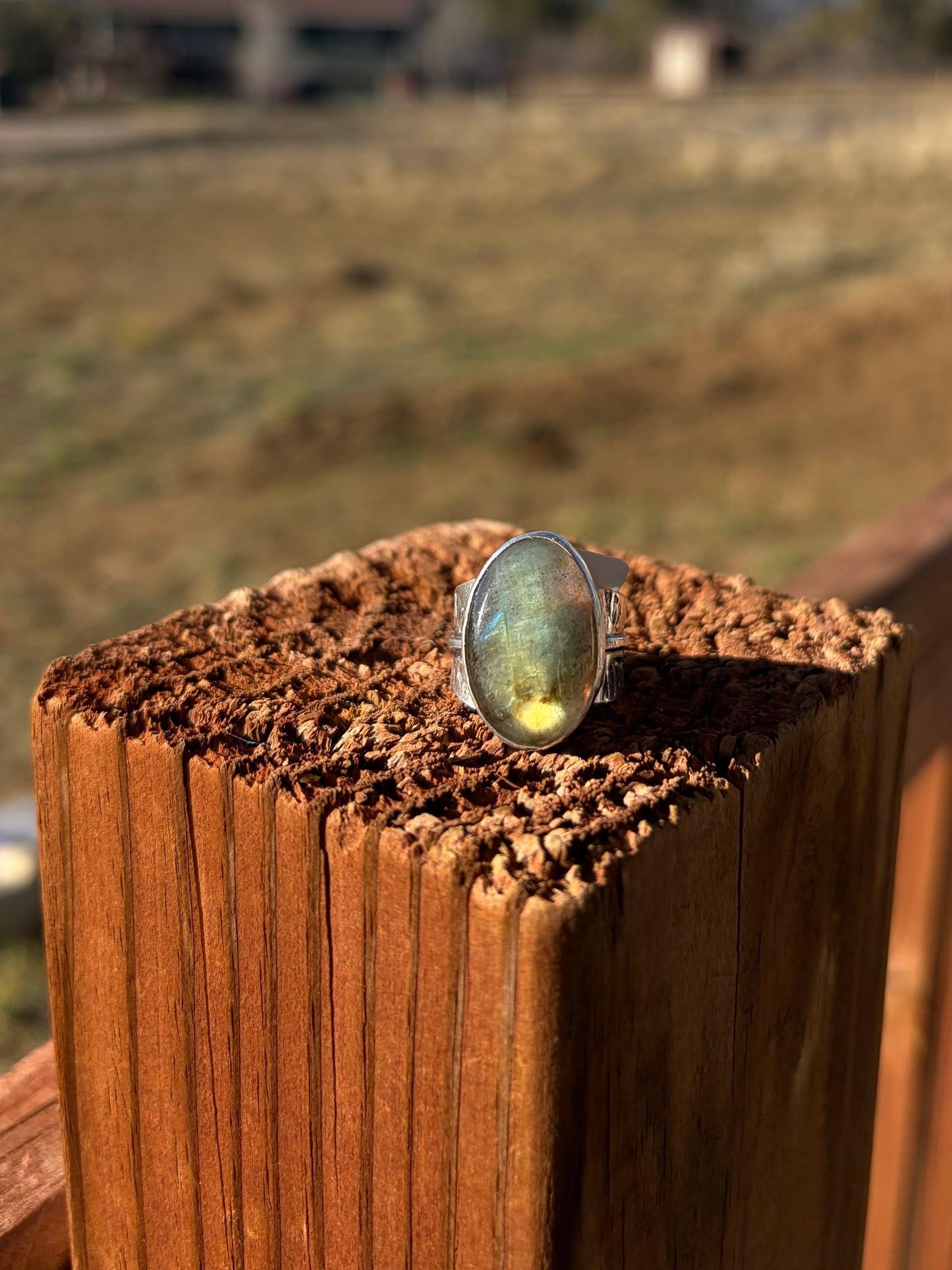 Sterling Silver Labradorite Sunburst Ring