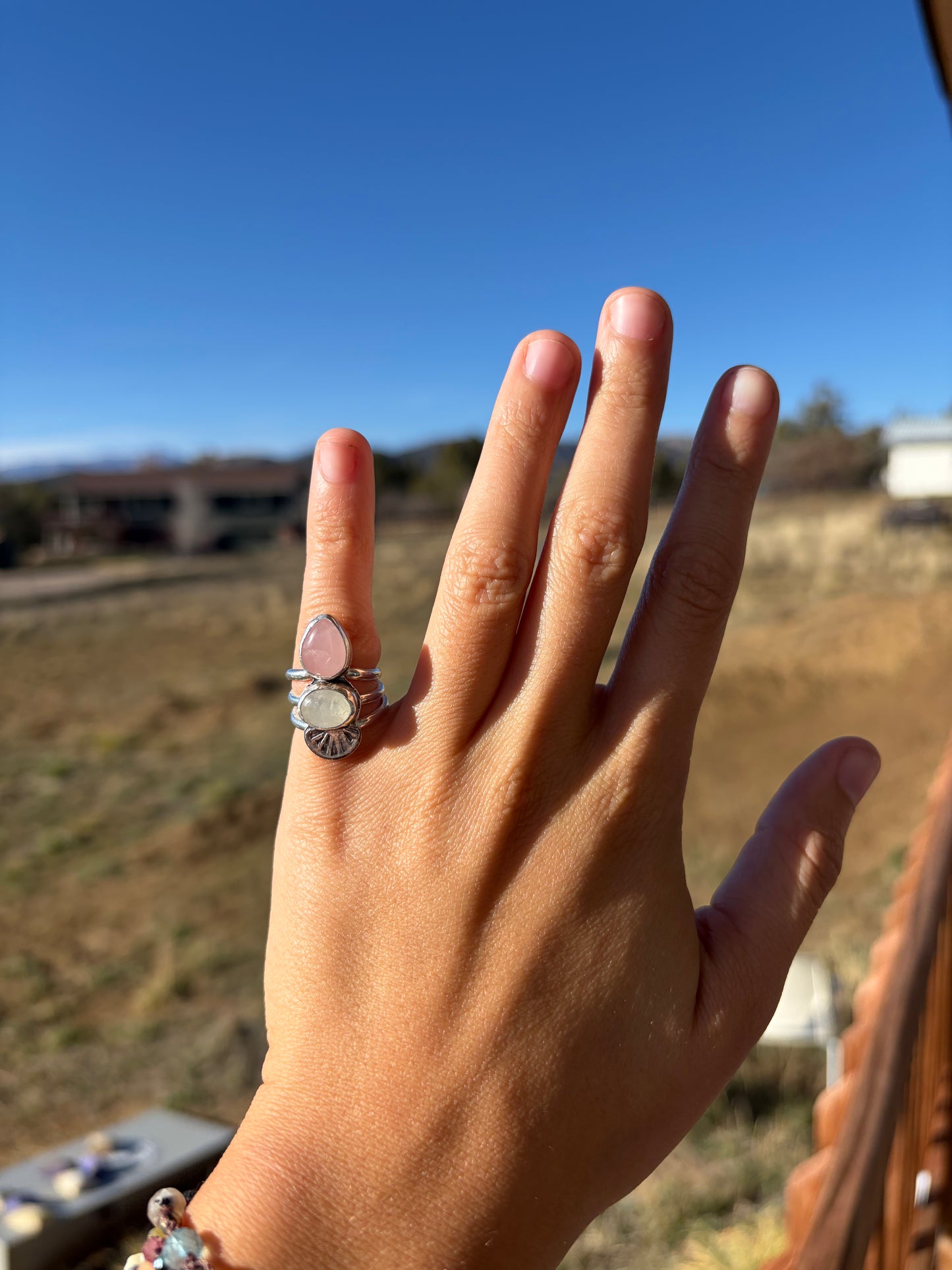 Sterling Silver Rose Quartz & Moonstone Ring