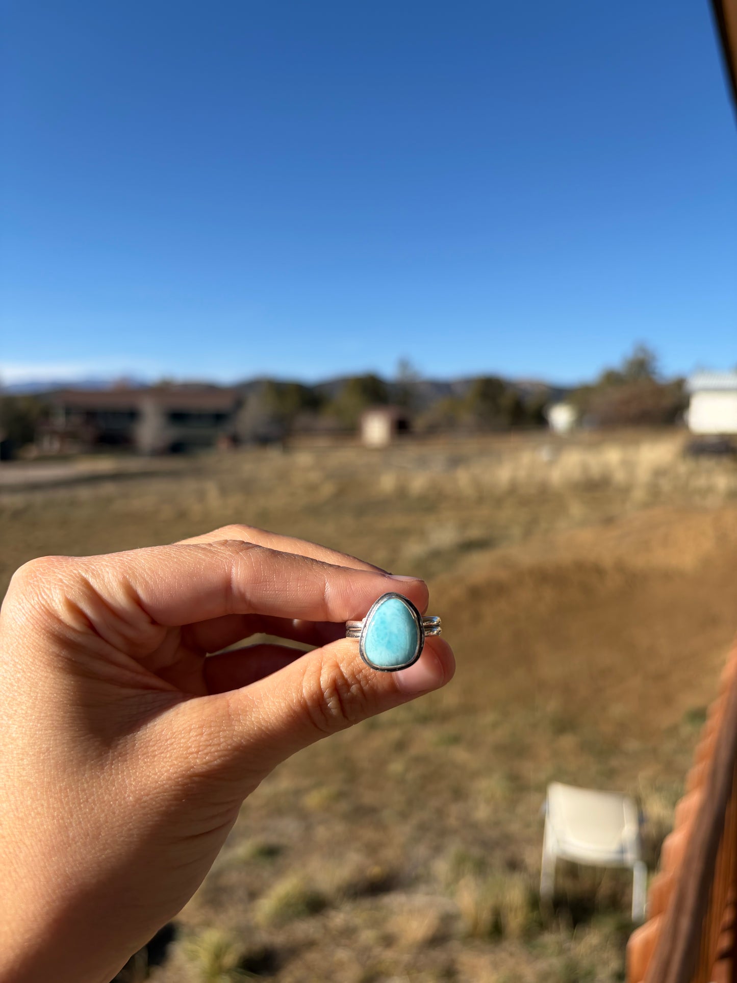 Sterling Silver Larimar Teardrop Ring