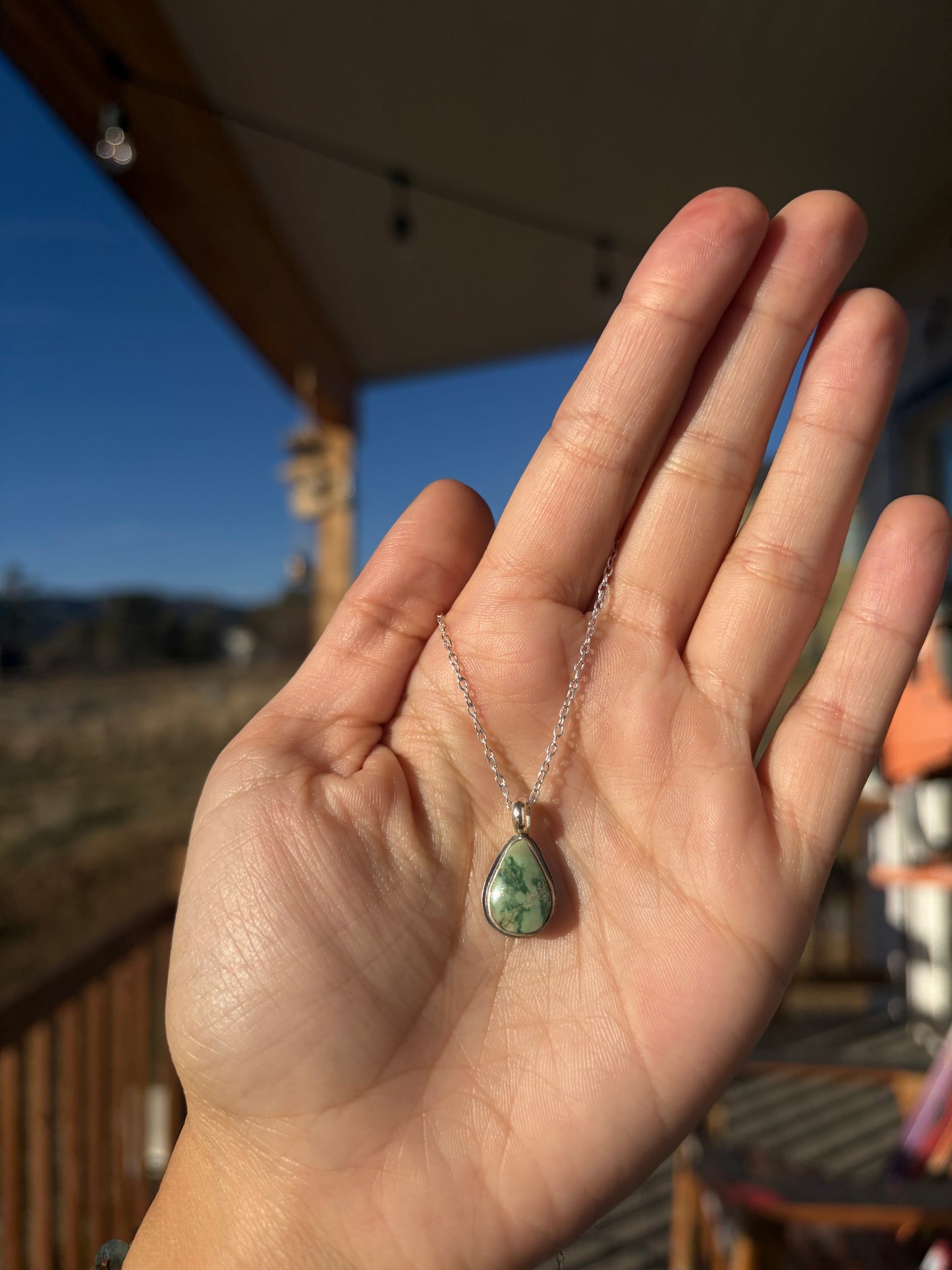 Sterling Silver Turquoise Necklace β Adjustable 16"β20"