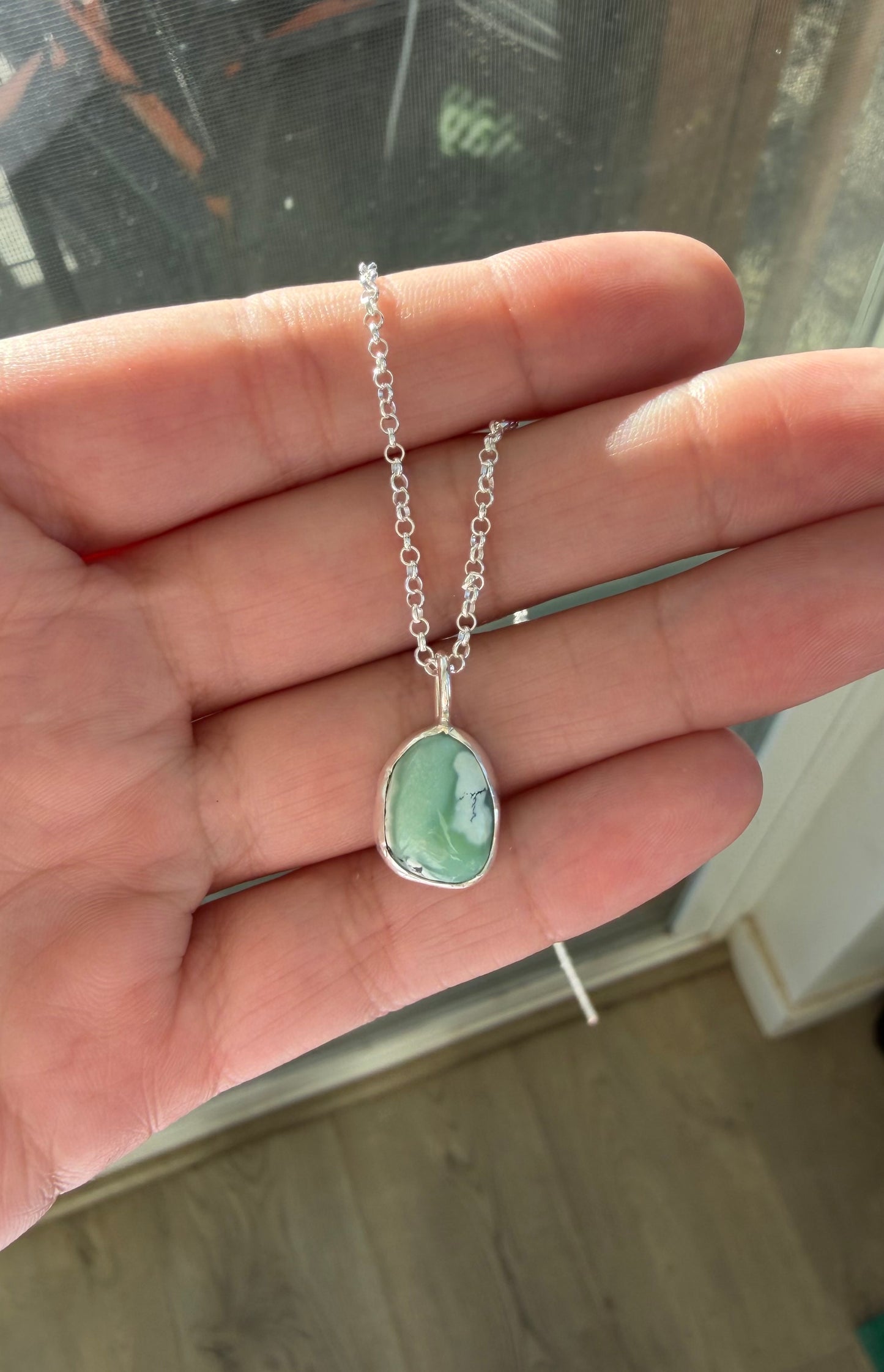 Variscite Teardrop Necklace – Sterling Silver
