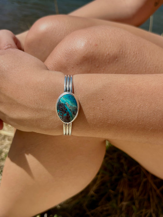 Chrysocolla and Cuprite Cuff Bracelet