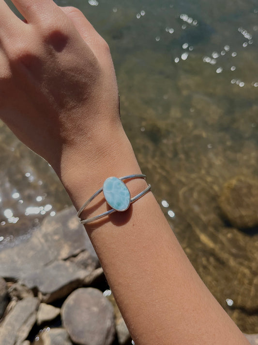 Oval Larimar Cuff Bracelet