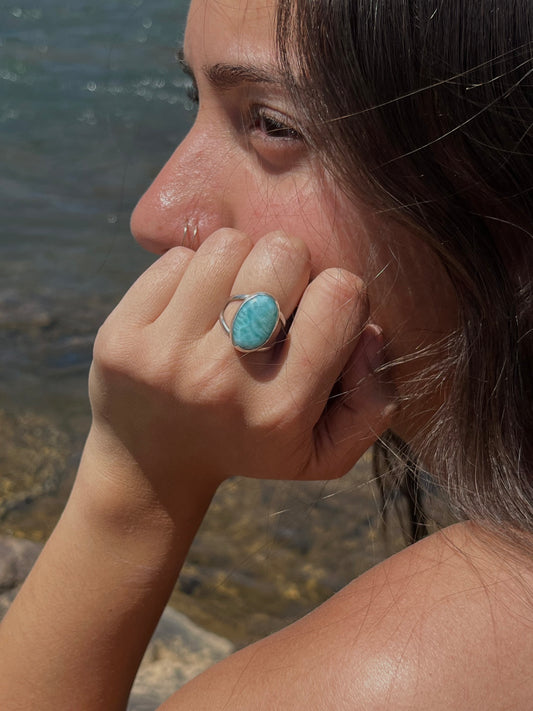 Oval Larimar Ring