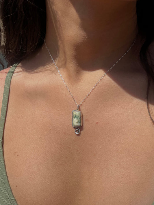Ocean Mist Jasper Pendant Necklace