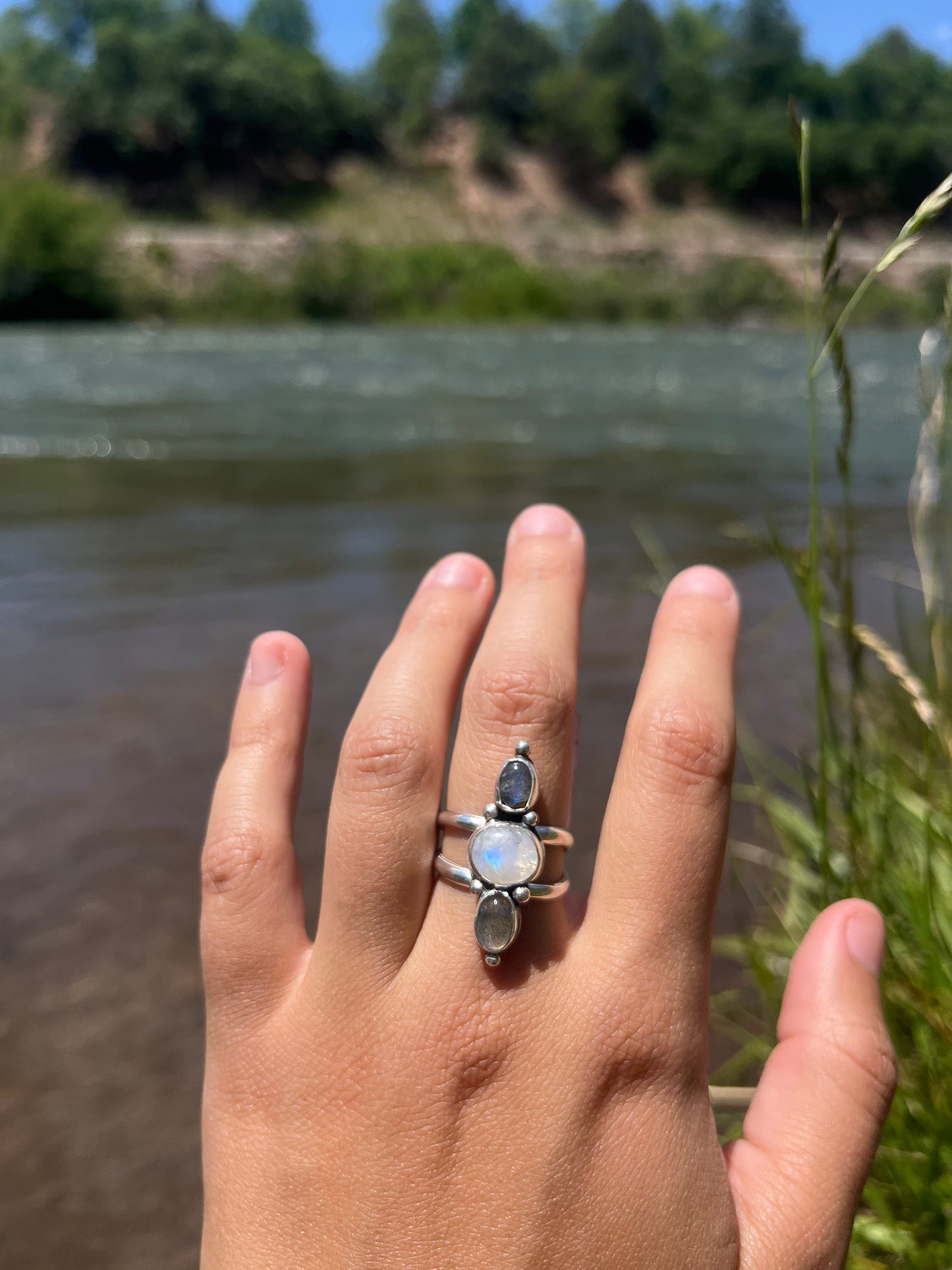 Labradorite and Moonstone Ring