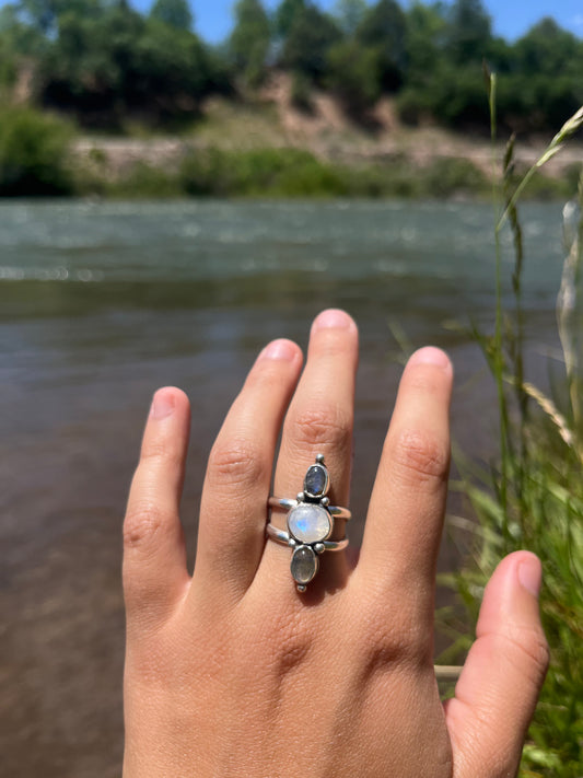 Labradorite and Moonstone Ring