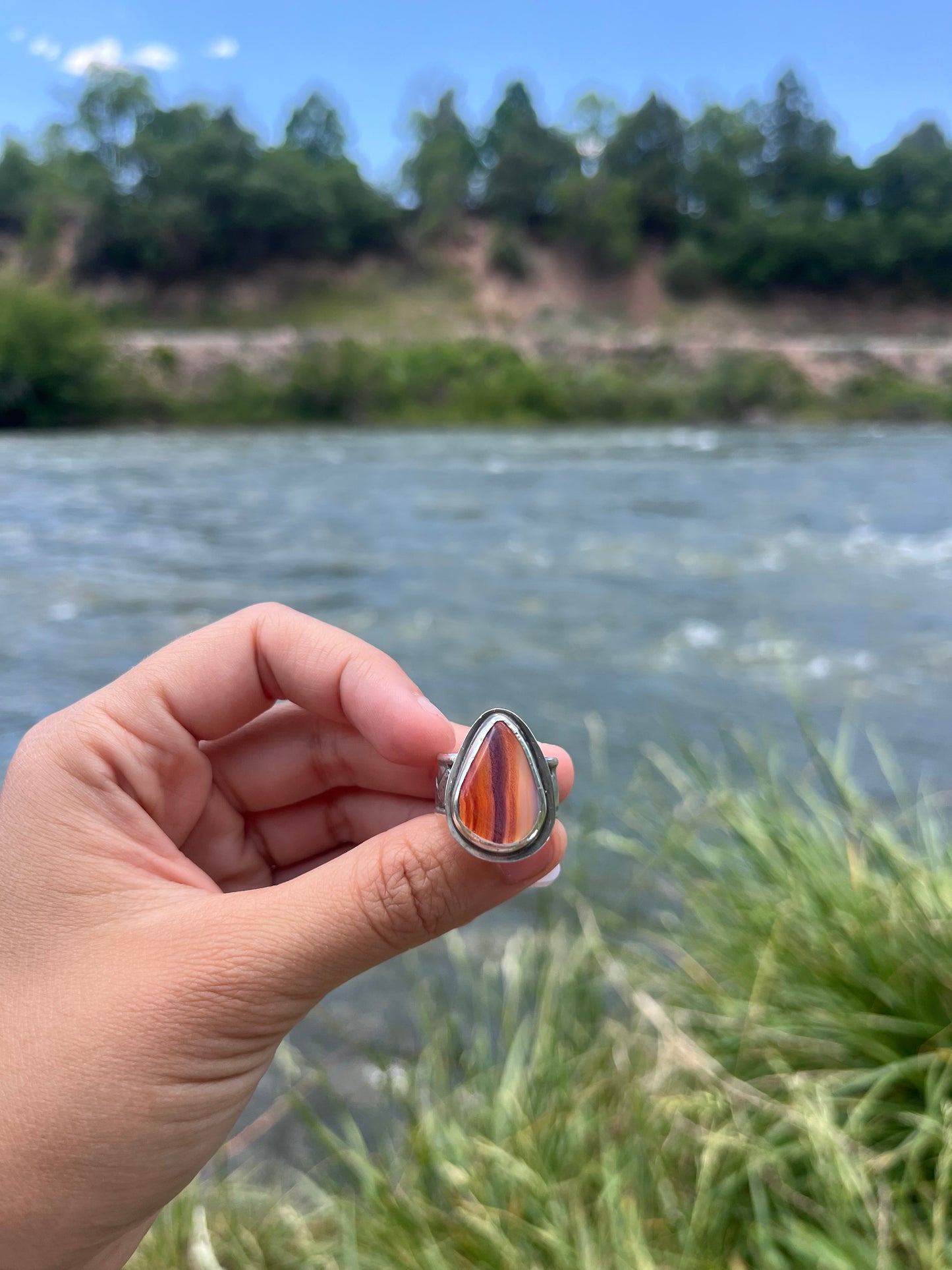 Teardrop Banded Agate Ring