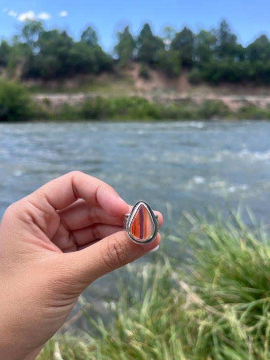 Teardrop Banded Agate Ring