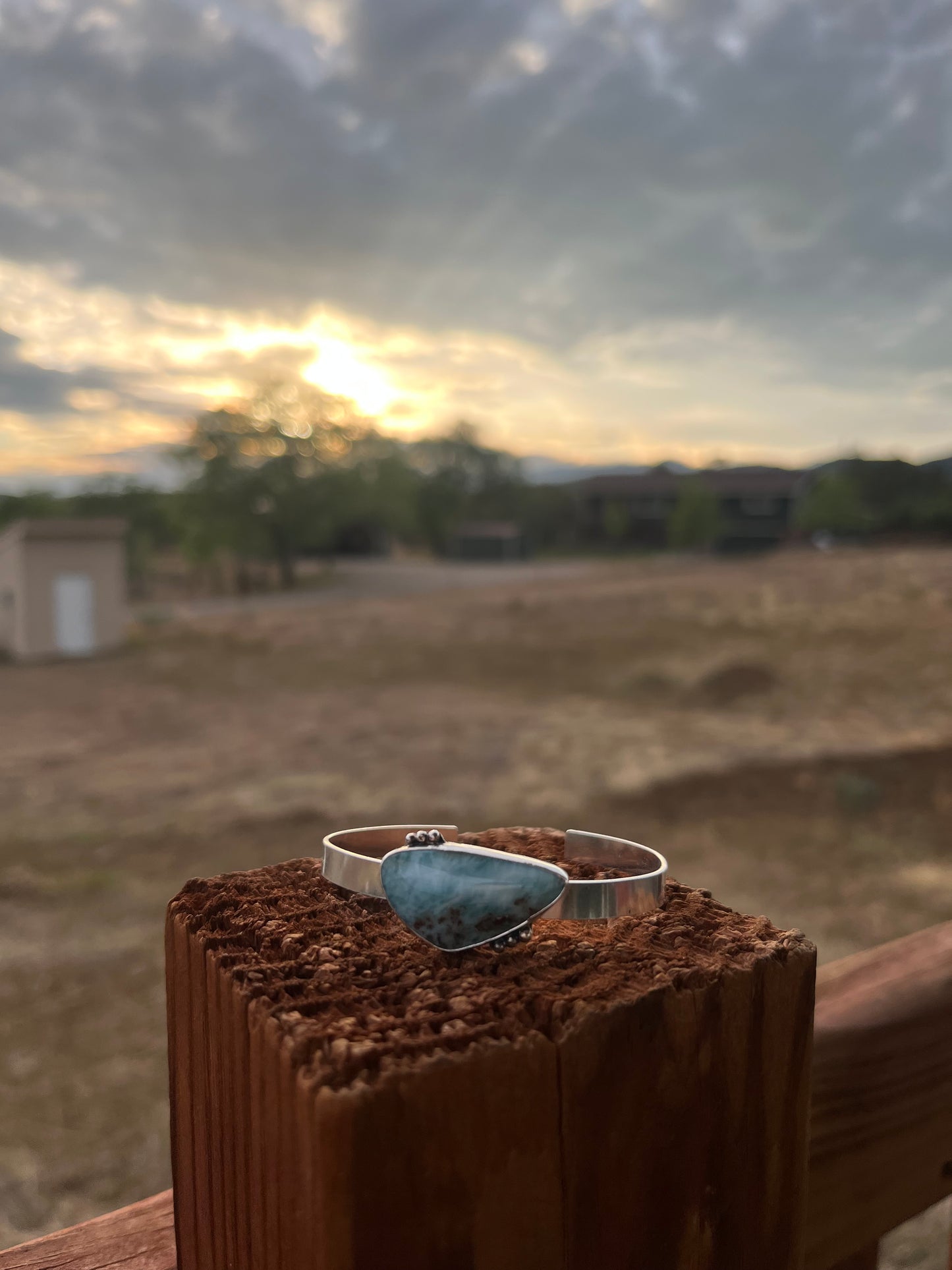 Sterling Silver Larimar Handmade Cuff Bracelet 
