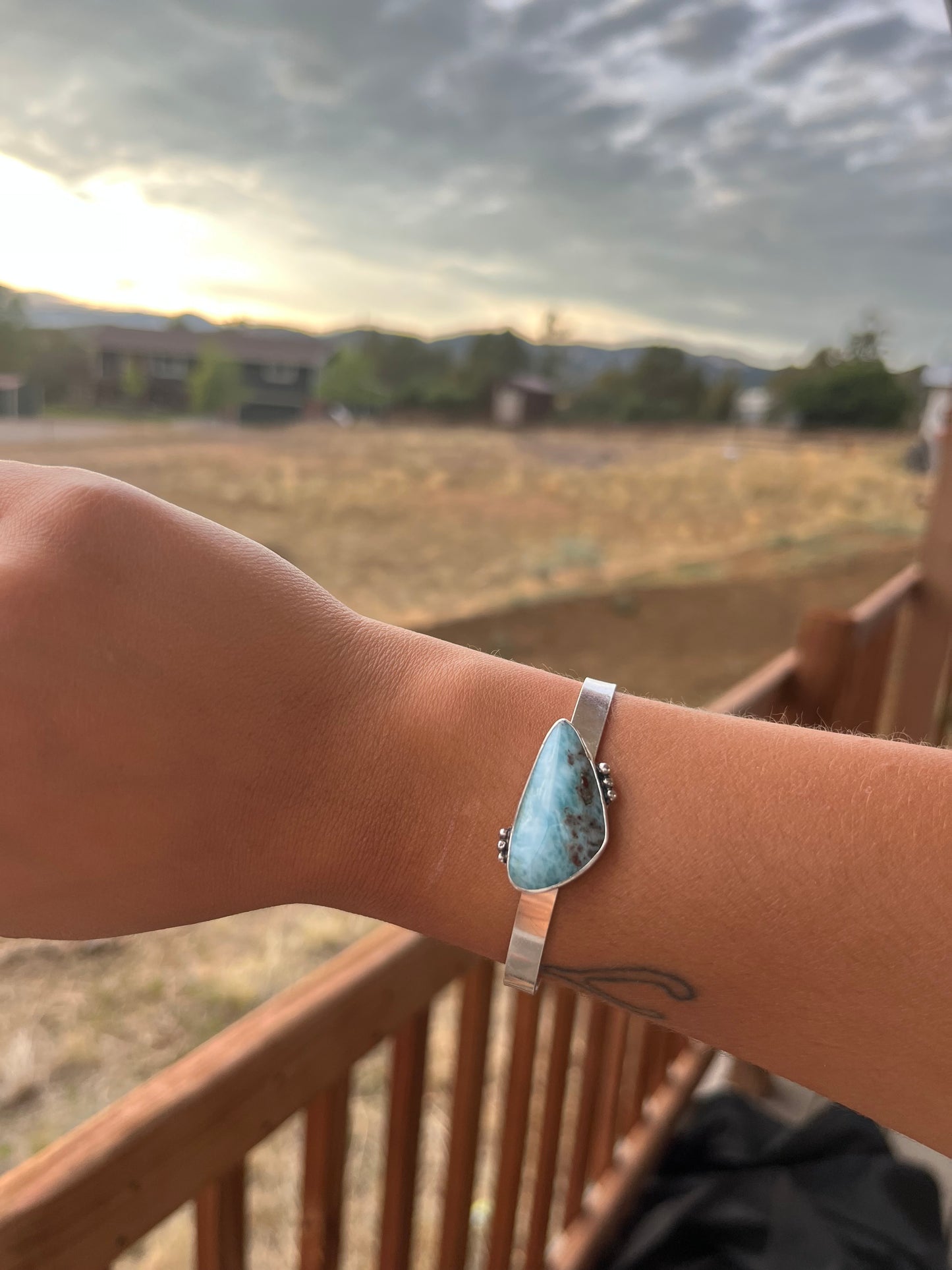 Tide Bound - Larimar Ocean Lover Sterling Silver Cuff