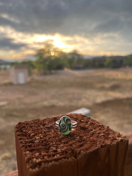 Tide Echo Abalone Shell Handmade Sterling Silver Ring