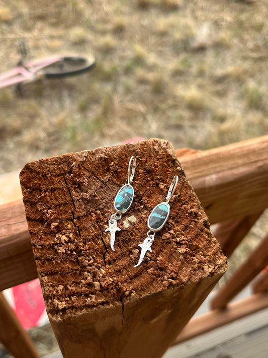 Echo of the Deep Whale Shark Turqoise Handmade Sterling Silver Earrings