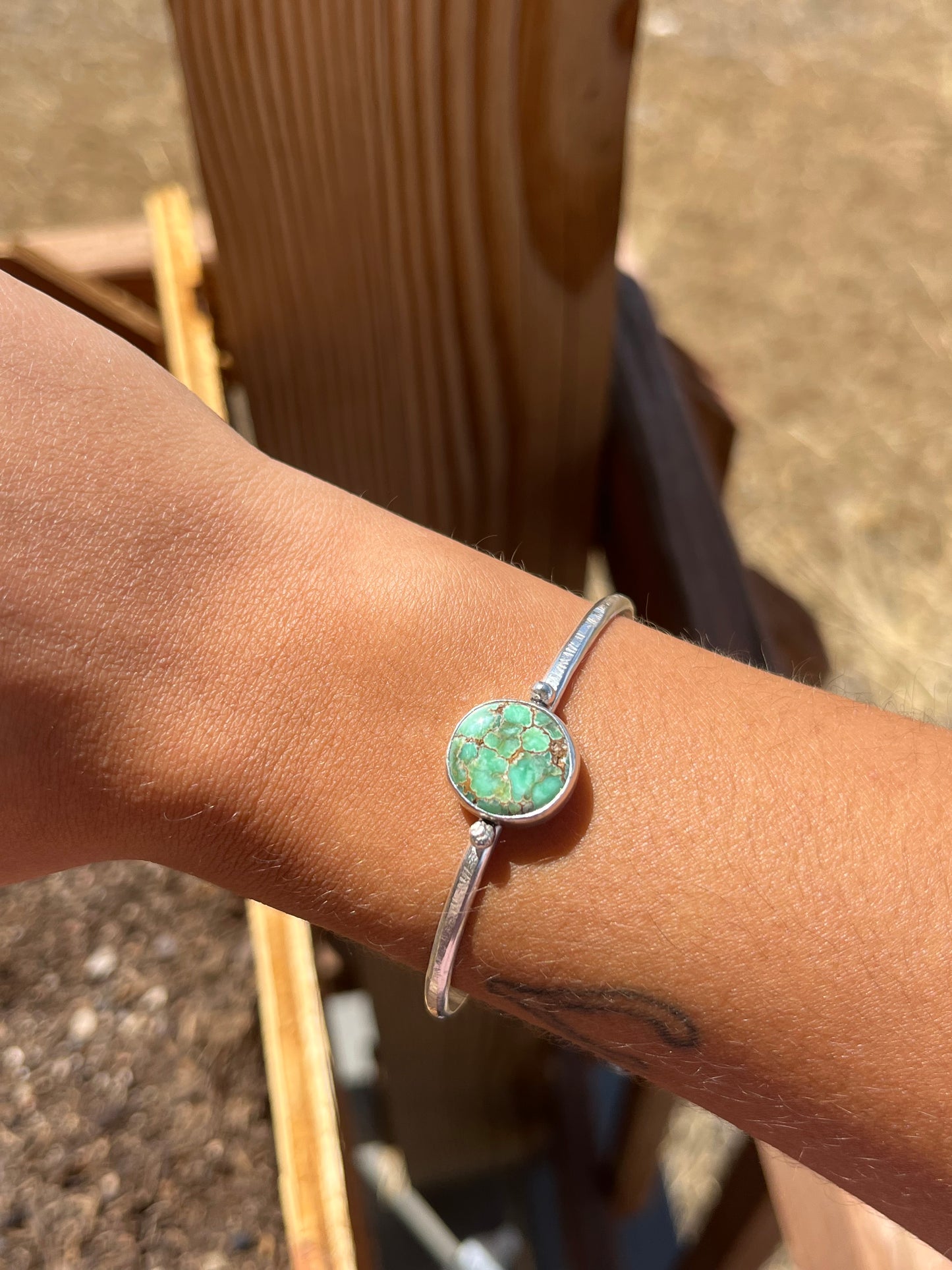 Denali Variscite Cuff - Handmade Sterling Silver Adjustable Cuff