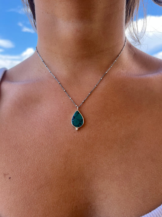Handmade Sterling Silver Hubei Turquoise Necklace