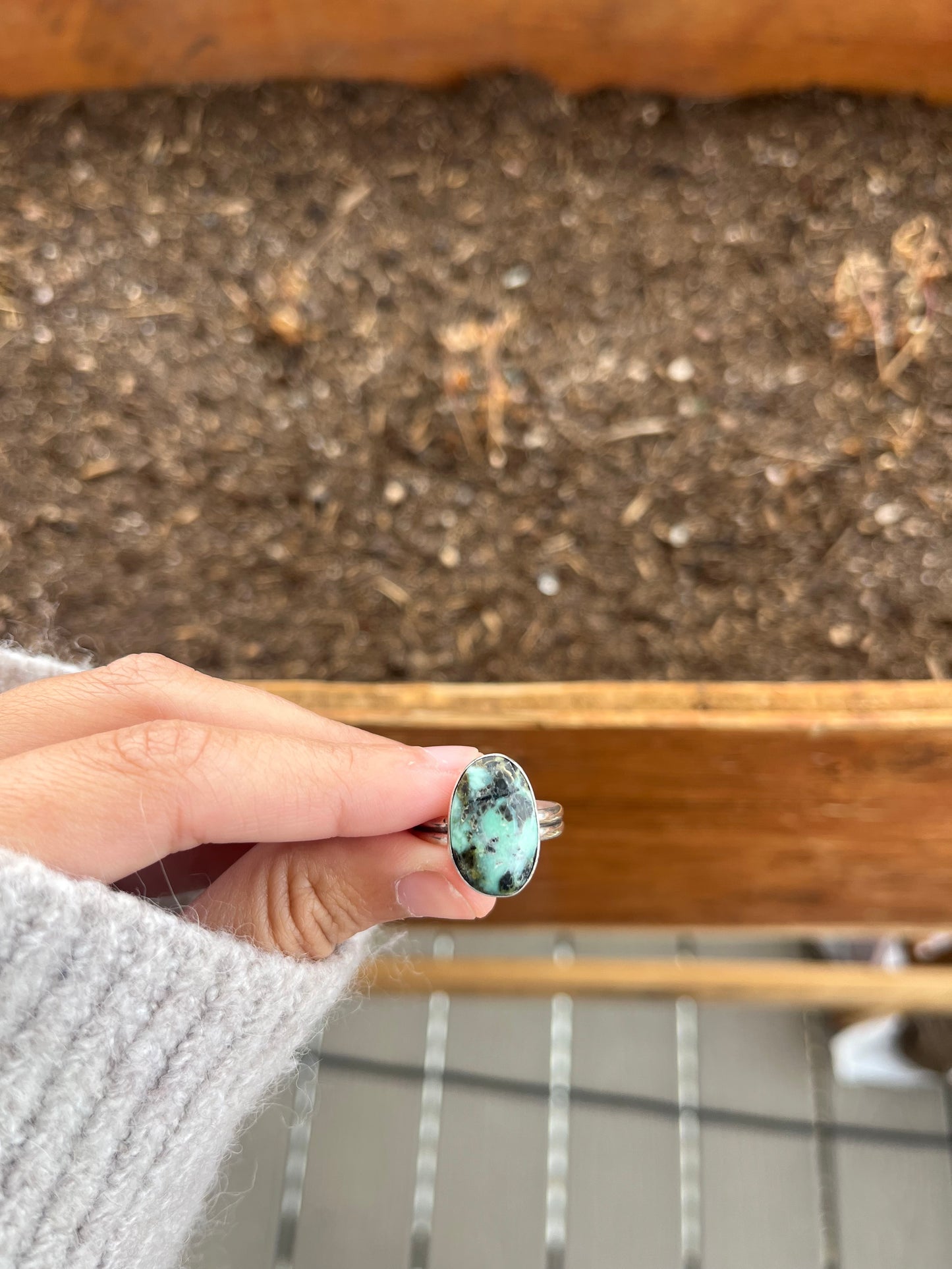 Turquoise Double Banded Ring – Handmade Sterling Silver Statement Gemstone Ring