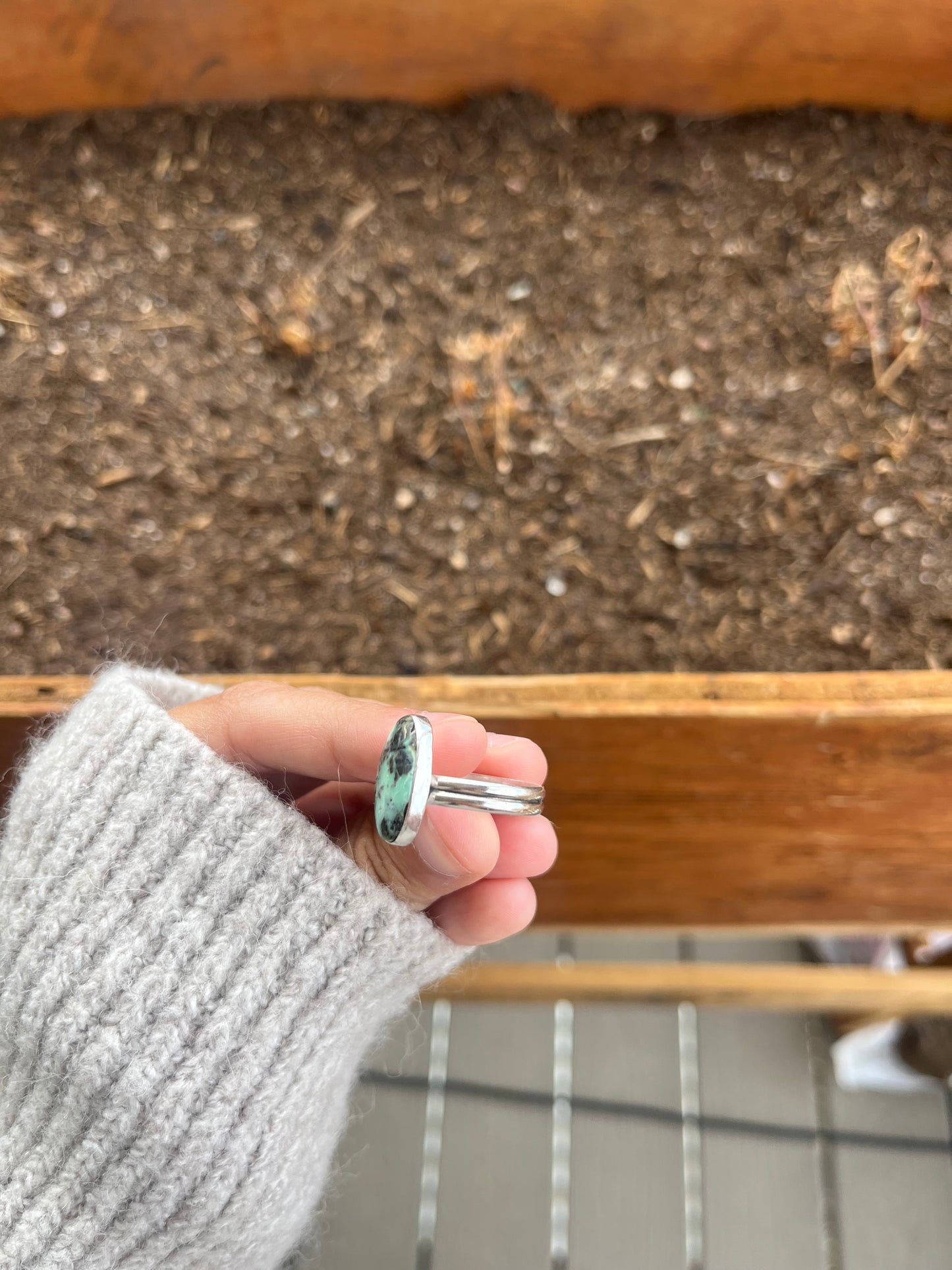 Turquoise Double Banded Ring – Handmade Sterling Silver Statement Gemstone Ring