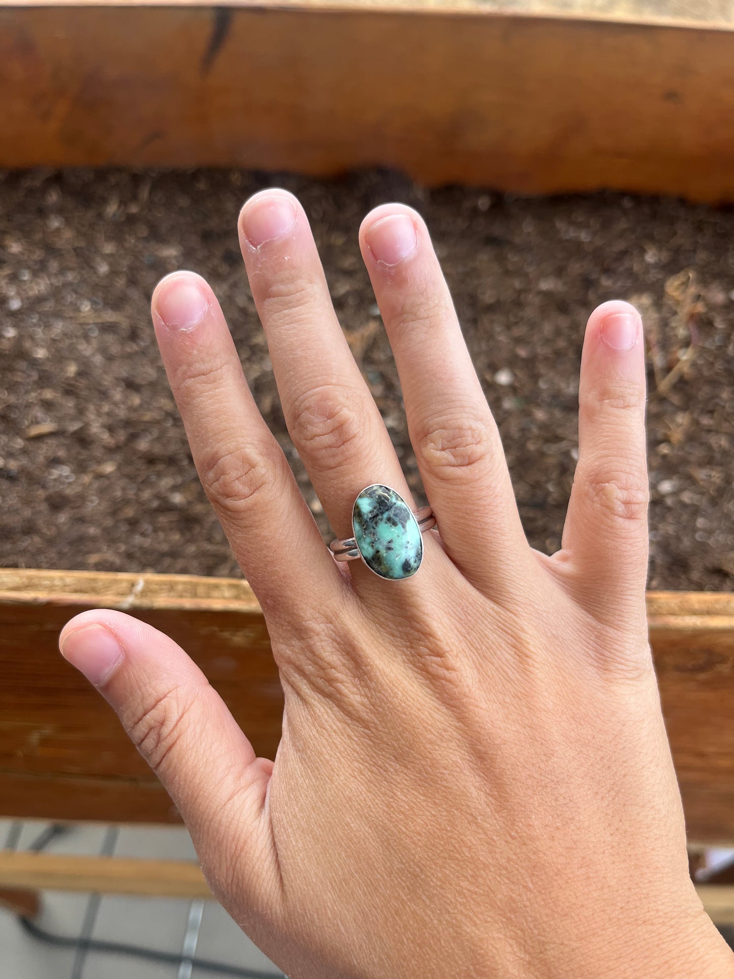 Turquoise Double Banded Ring – Handmade Sterling Silver Statement Gemstone Ring