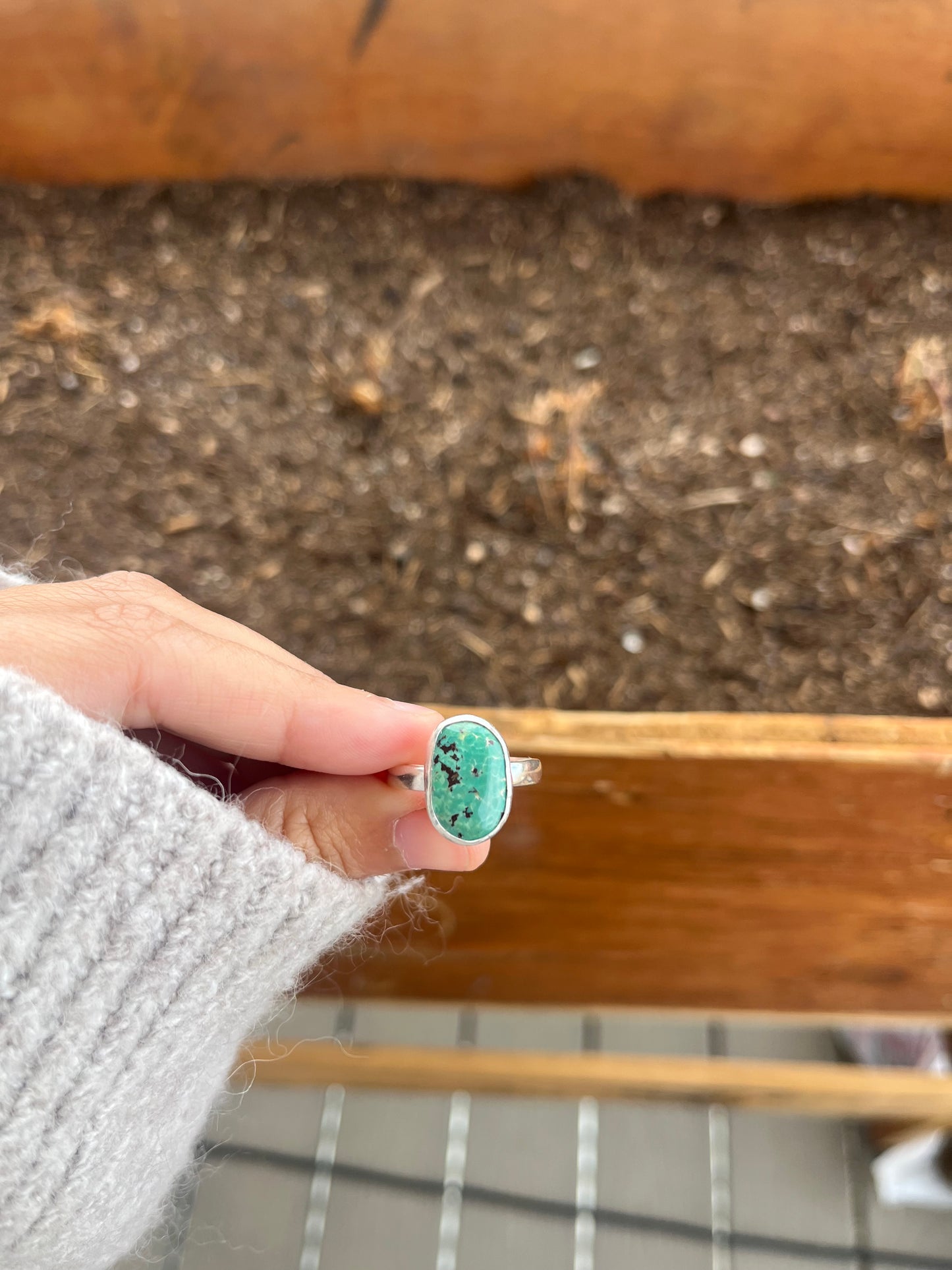 Turquoise Oval Ring – Handmade Sterling Silver Gemstone Ring