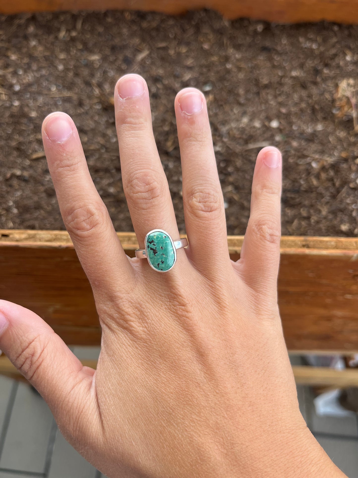 Turquoise Oval Ring – Handmade Sterling Silver Gemstone Ring
