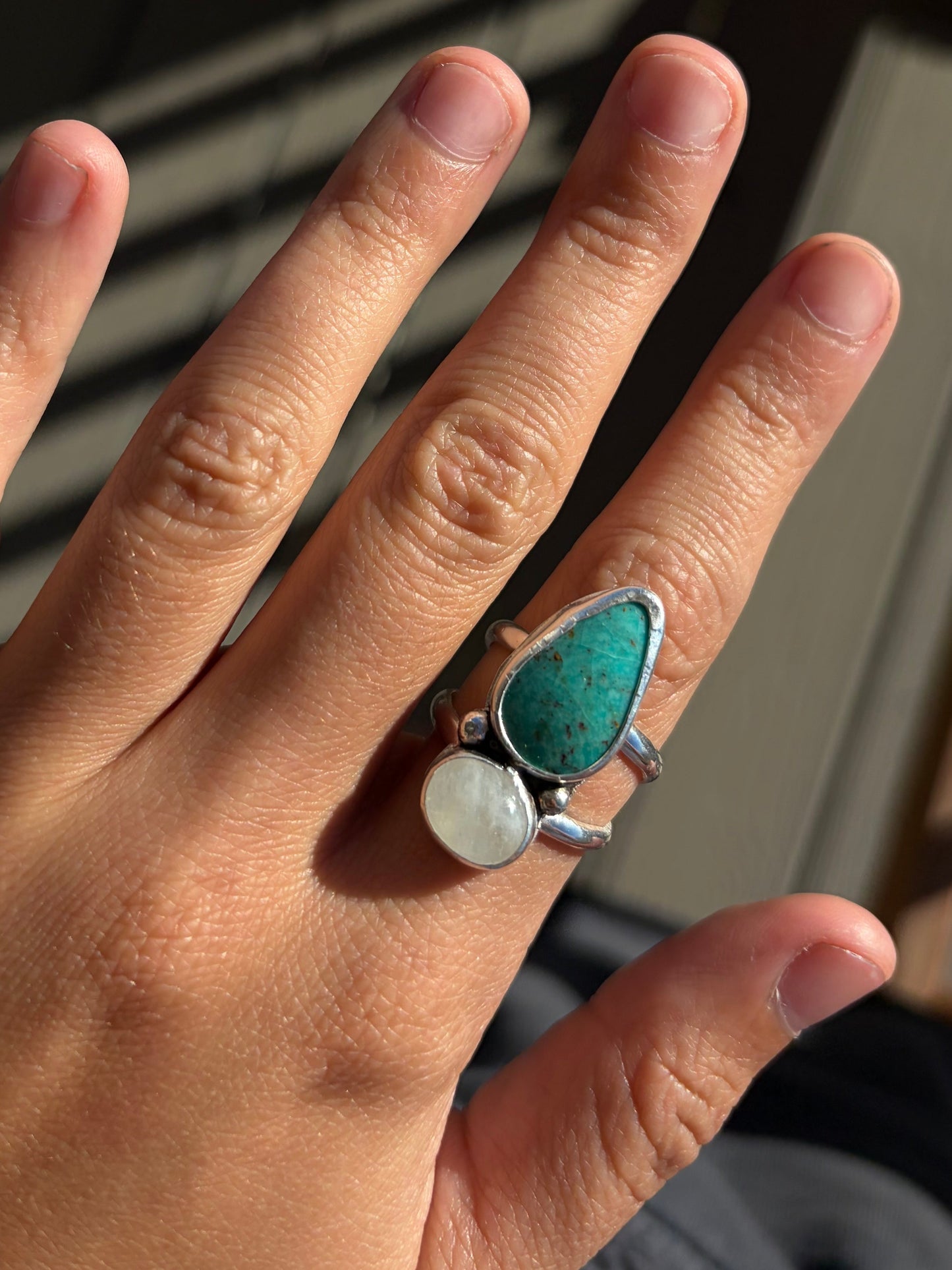Sterling Silver Turquoise & Moonstone Ring