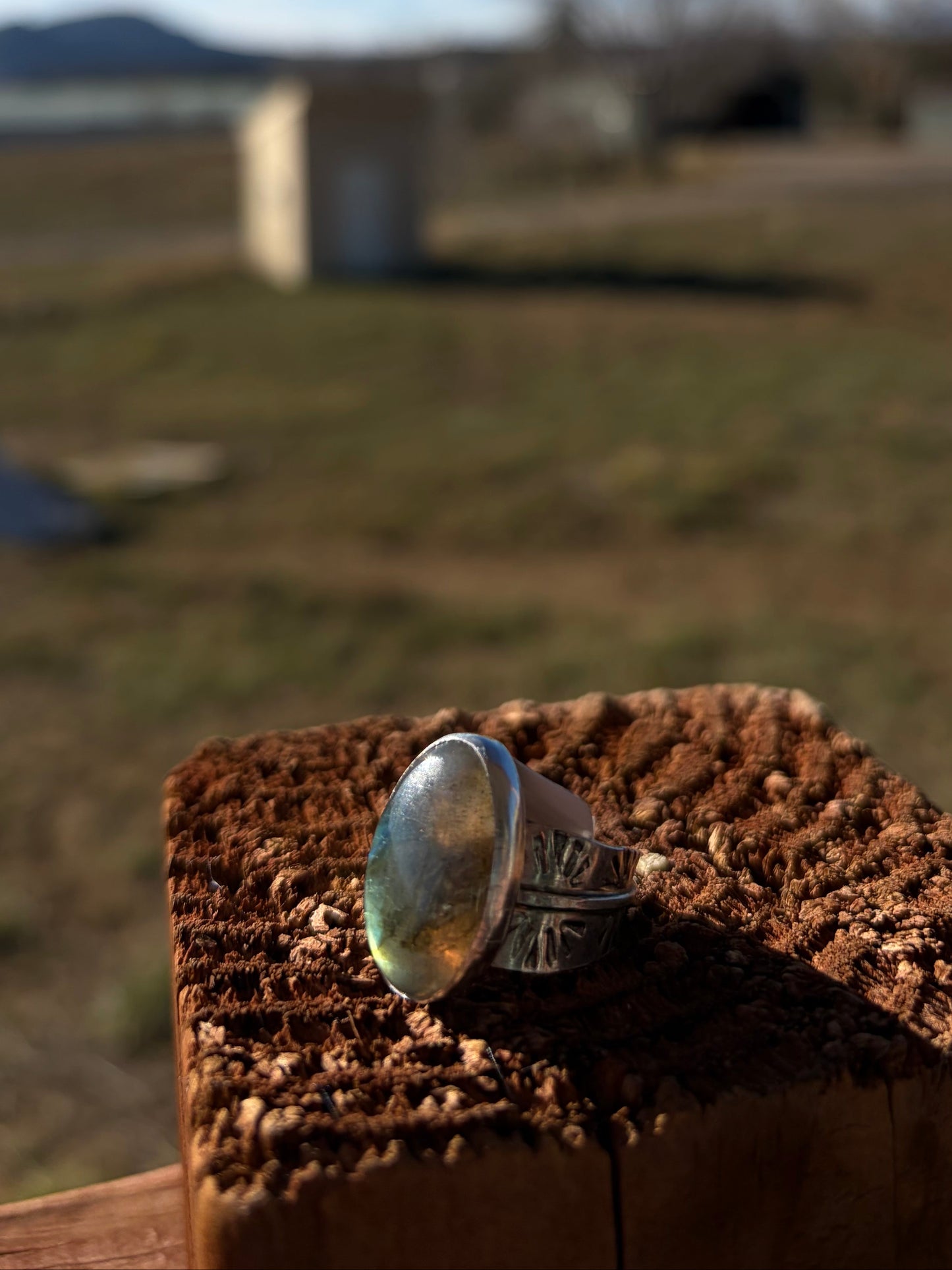 Sterling Silver Labradorite Sunburst Ring