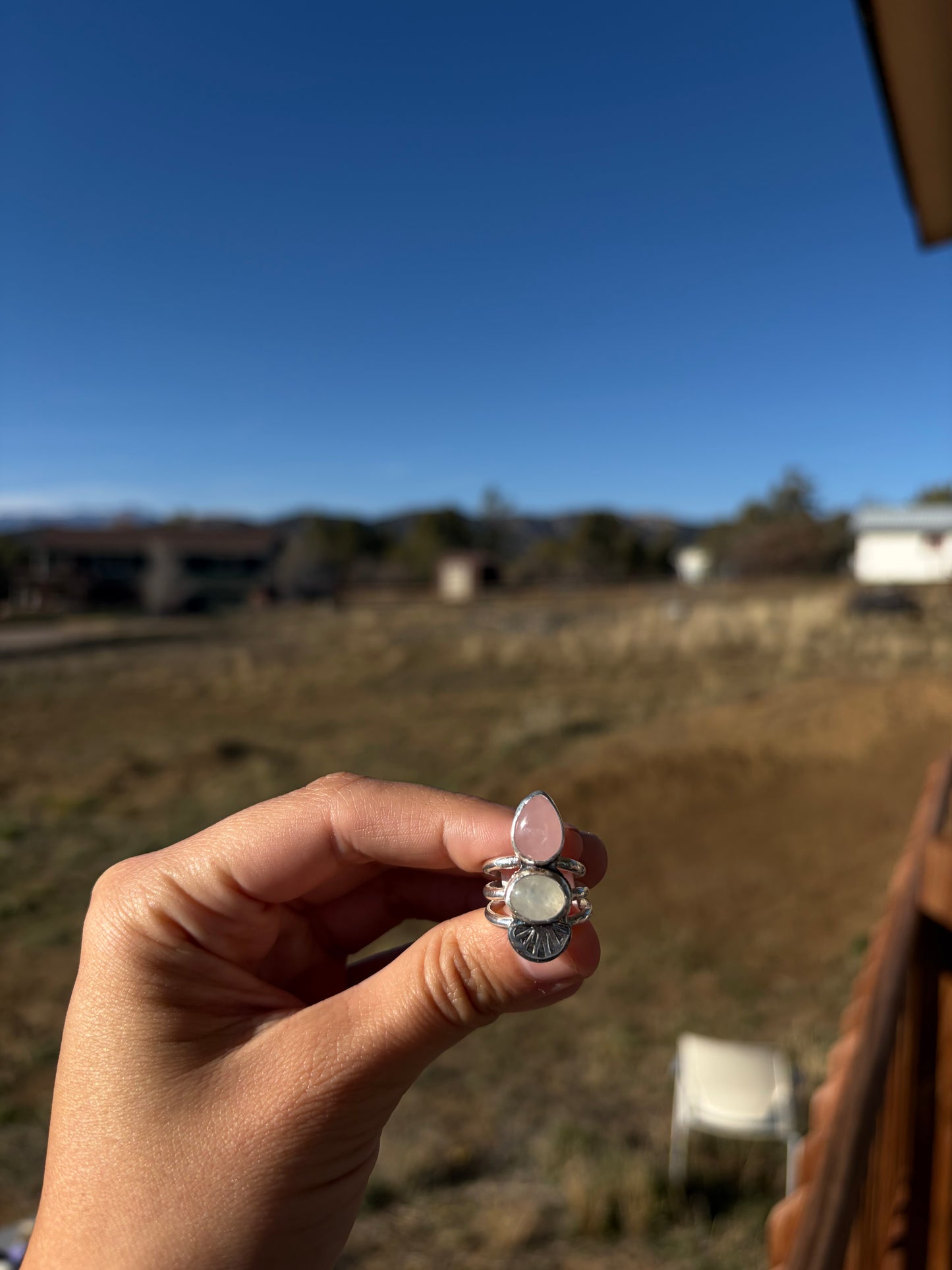 Sterling Silver Rose Quartz & Moonstone Ring
