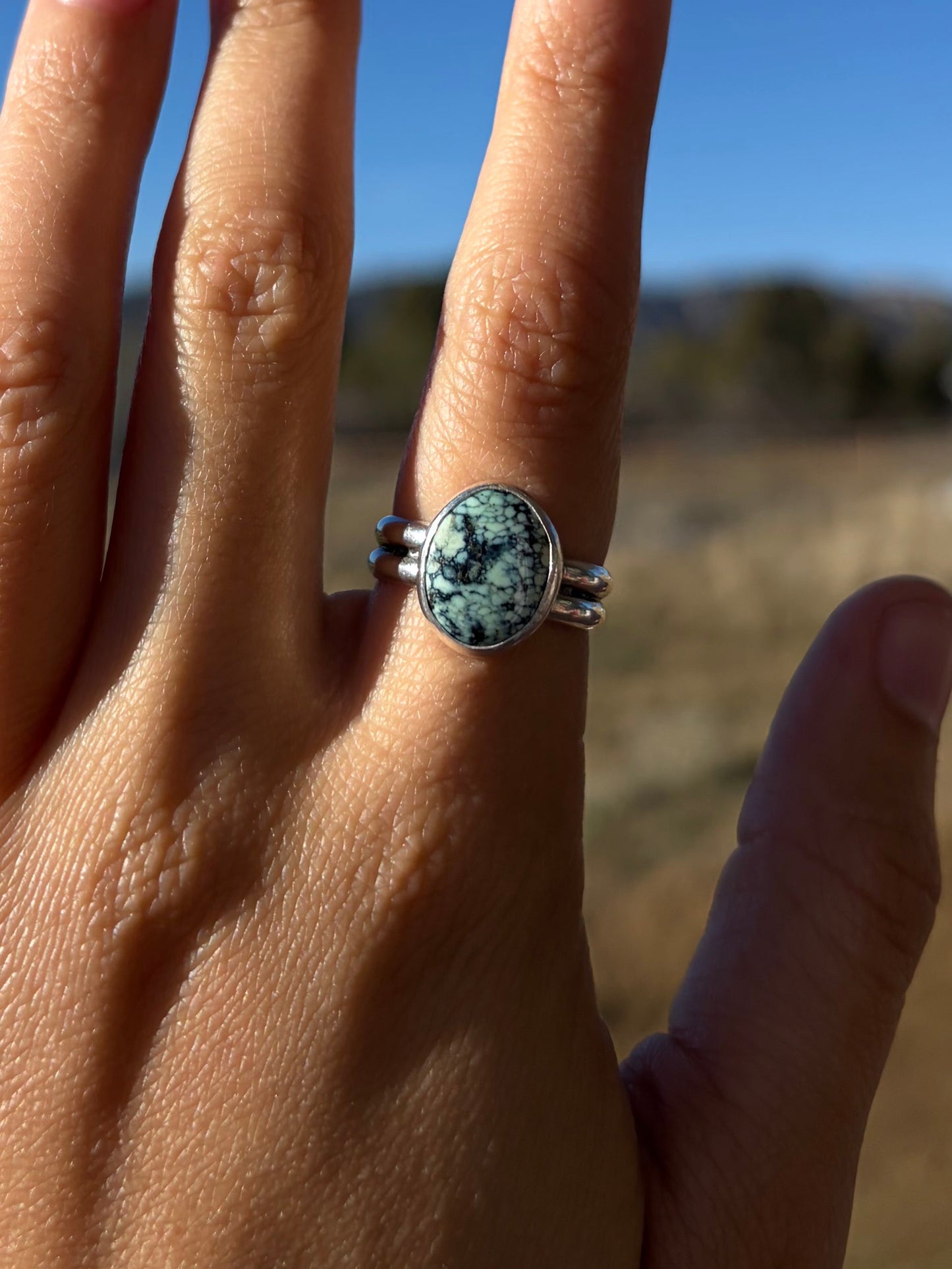 Sterling Silver Variscite Oval Ring