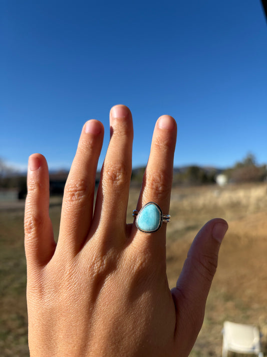 Sterling Silver Larimar Teardrop Ring