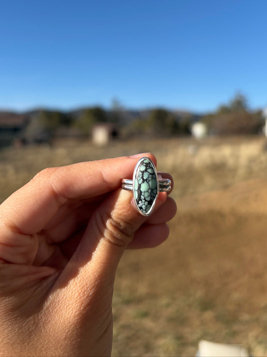 Sterling Silver Variscite Long Oval Ring