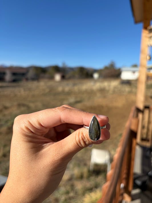 Sterling Silver Labradorite Teardrop Ring