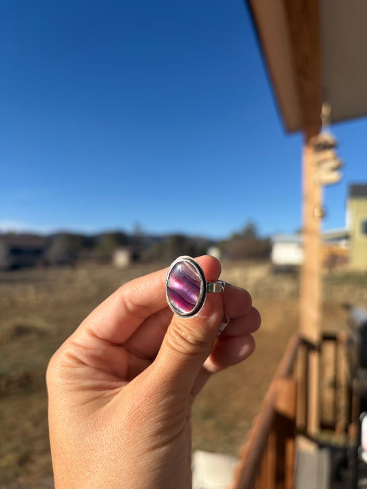 Sterling Silver Abalone Shell Oval Ring
