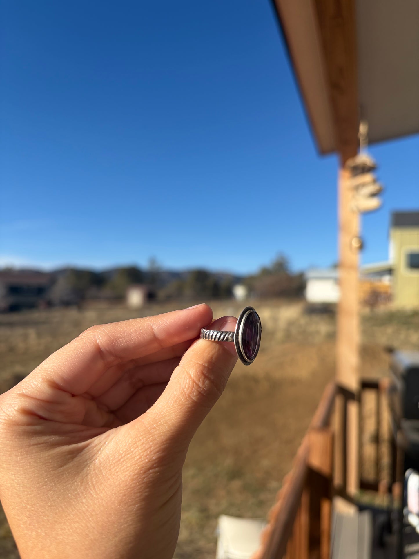 Sterling Silver Abalone Shell Oval Ring