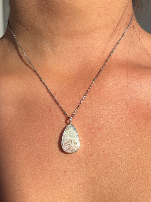 Open Back Sterling Silver Fossilized Coral Necklace