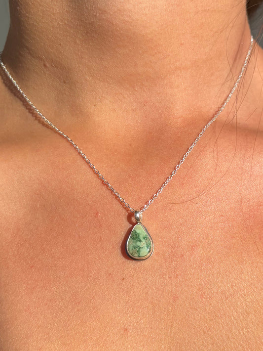 Sterling Silver Turquoise Necklace — Adjustable 16"–20"