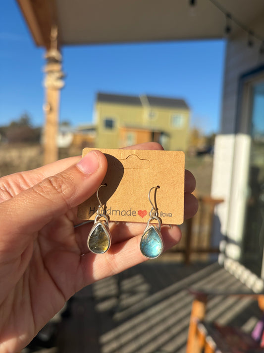 Sterling Silver Labradorite Spiral Earrings