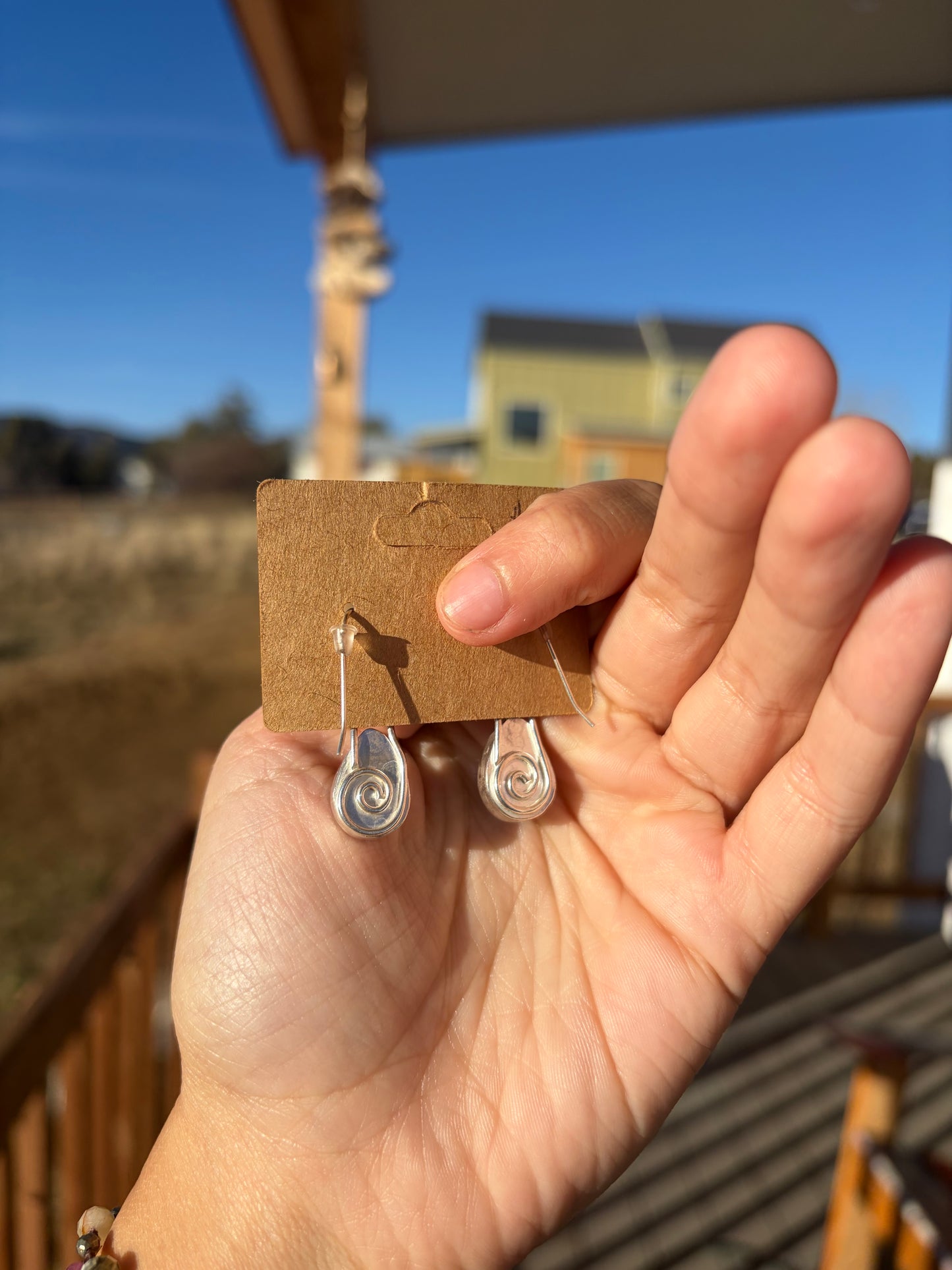 Sterling Silver Labradorite Spiral Earrings