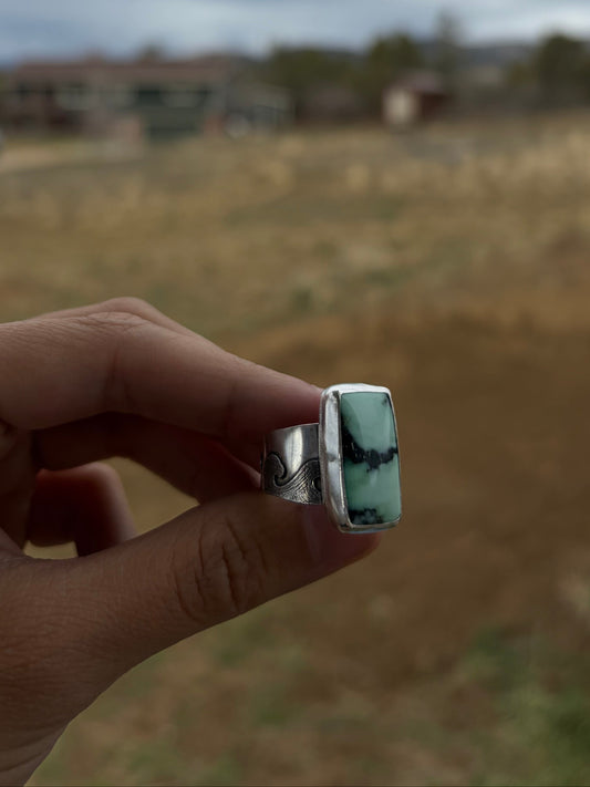 Sterling Silver Variscite Wave Ring