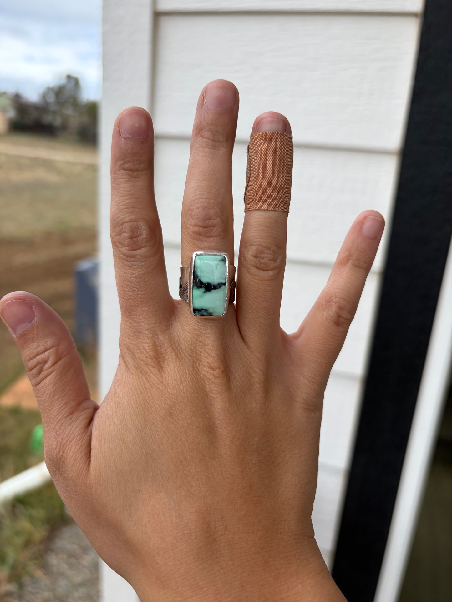 Sterling Silver Variscite Wave Ring